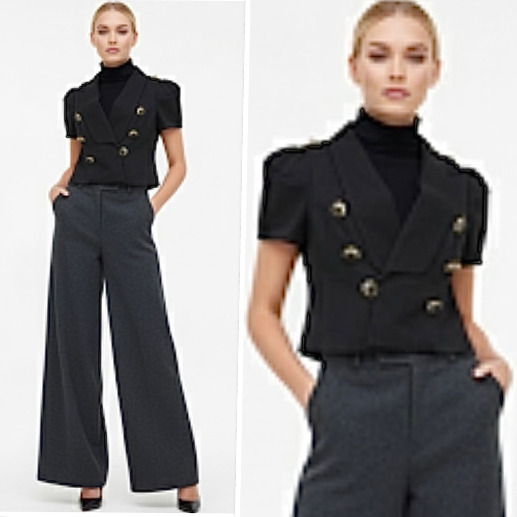 Anthropology Leifsdottir Black Cotton Military Style Cropped Jacket Size M